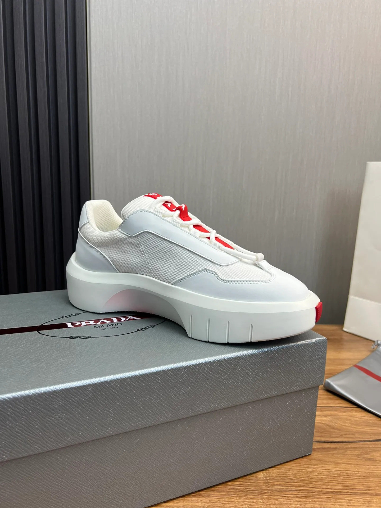 Men's shoes 💰620💰 [PRADA] Men's shoes are popular in the counter, official website is synchronized, high-quality shipments ✔️Original cowhide stitching mesh + cowhide lining, 1🆚1 replica, original original bottom, 38-45 (45 customized, non-refundable)